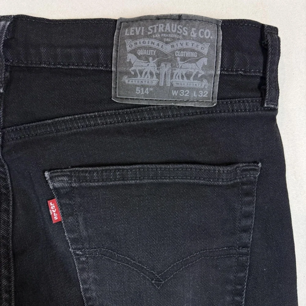 Levi's 514 Jeans Mens 32x32 Black Dark Wash Regular Straight Stretch Denim